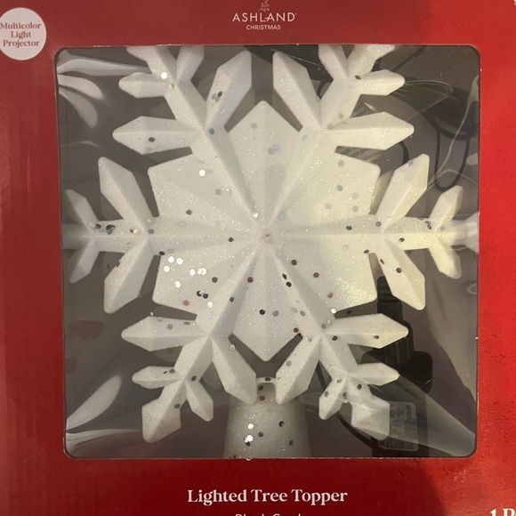 Nwt  multicolored projection snowflake Christmas tree topper - Picture 4 of 8